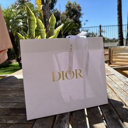 Dior White Paper Gift Tote Bag Solid medium 10.5x9x4.5in