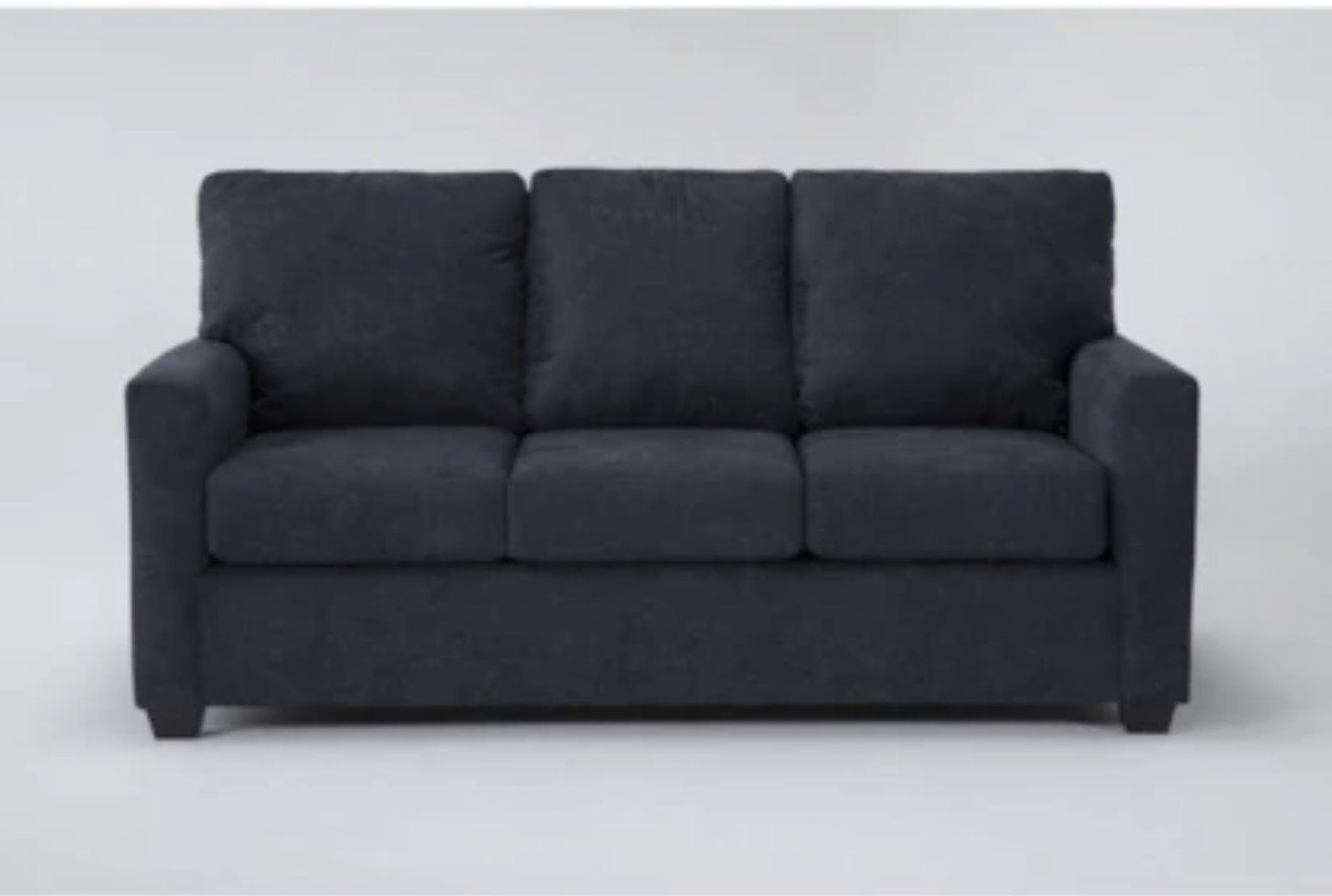 Aramis Midnight Blue Fabric 75" Full Memory Foam Sleeper Sofa Bed