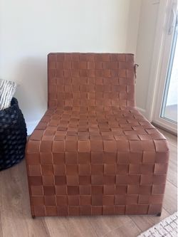 NWT- Crate and  barrel saddle leather accent chair