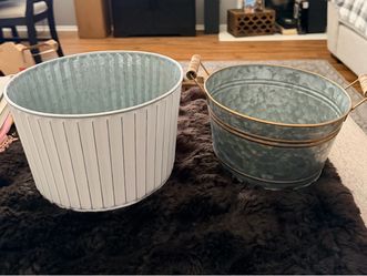 Galvanized Metal Buckets Set of 2