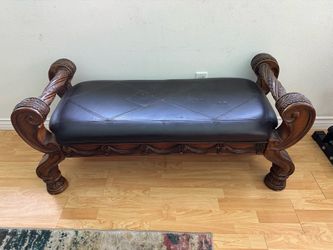 black leather bench