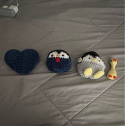 Hand-made crocheted stuffed animals / heart (buy individually or take all 4 at a discount)