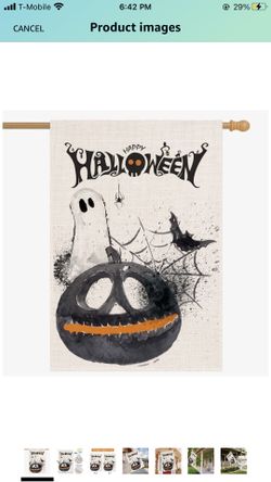 Dazonge Large Happy Halloween House Flag 28''X40'' | Vertical Double Sided Fall Garden Flag | Rustic Halloween Decorations Outdoor | Fall Yard Decora