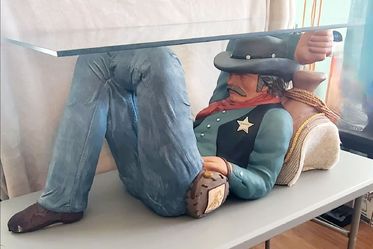 Sleeping Cowboy glass table