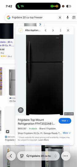 Frigidaire 20.0 Cu. Ft Top Freezer