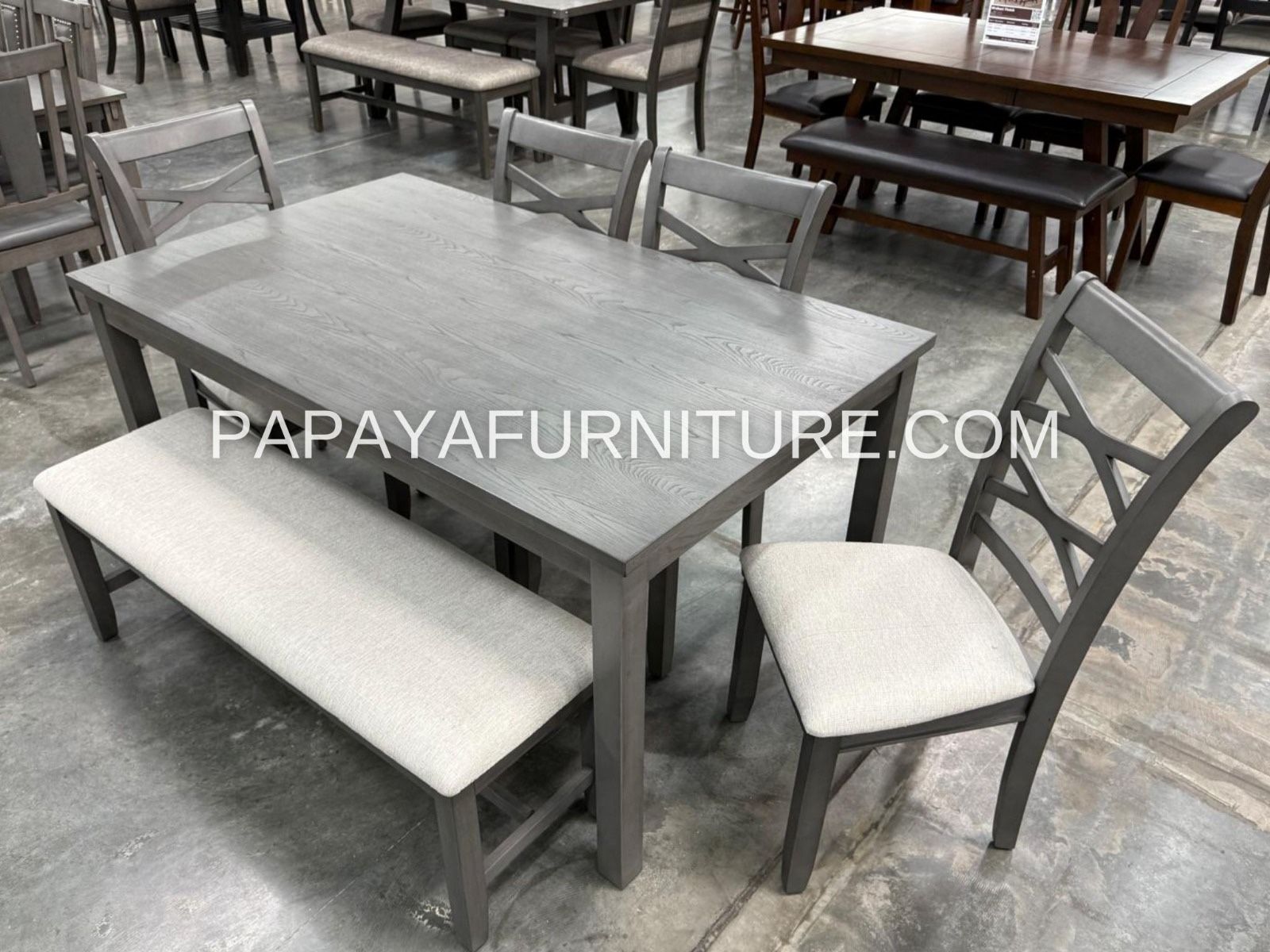 Super Deal! 6-Pcs Dining Set, Wooden Dining Set, 4 Chairs , 1 bench with a Table, Kitchen Furniture, Casual dining room set, Matching Dining Chairs