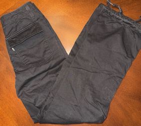 Levi's '94 Baggy Cargo Pants Womens 23 x 32 Black Drawstring Hem Flap Pocket Y2K