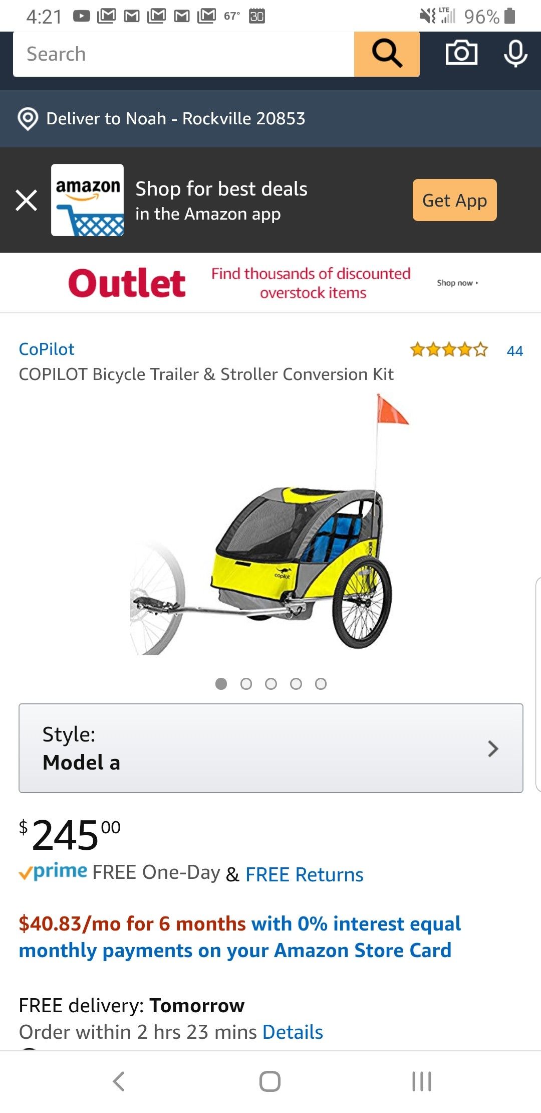 Perfect Condition Copilot Model A Bicycle Trailer Runner