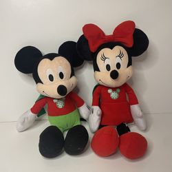 Christmas Mickey and Minnie plushy’s