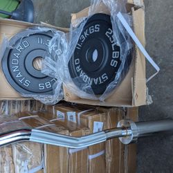 25lb Olympic Curl Bar Set Weights 