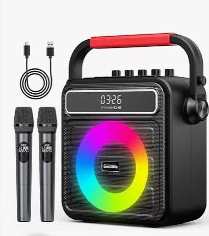 Karaoke Machine for Adults & Kids, w/ 2 Wireless Microphones