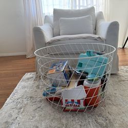 Iron Basket from IKEA wooden top