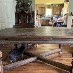 Free Vintage Solid Wood Dining Table and Chairs