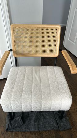 Cane Back Accent Chair with Boucle Seat