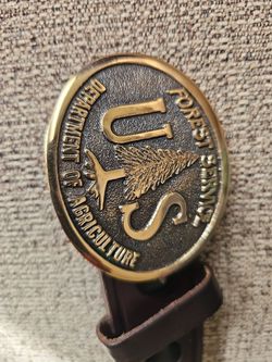 Us forest belt buckle with leather belt