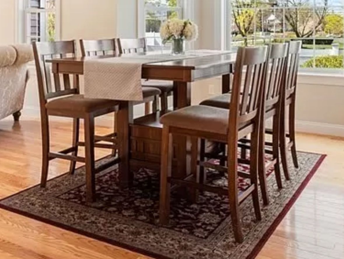 9-Piece Counter-Height/High-Top Dining Set + with Rug