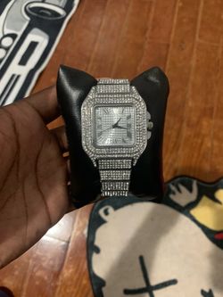 Diamond silver watch