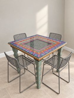 Artisan hand-painted game/dining room table