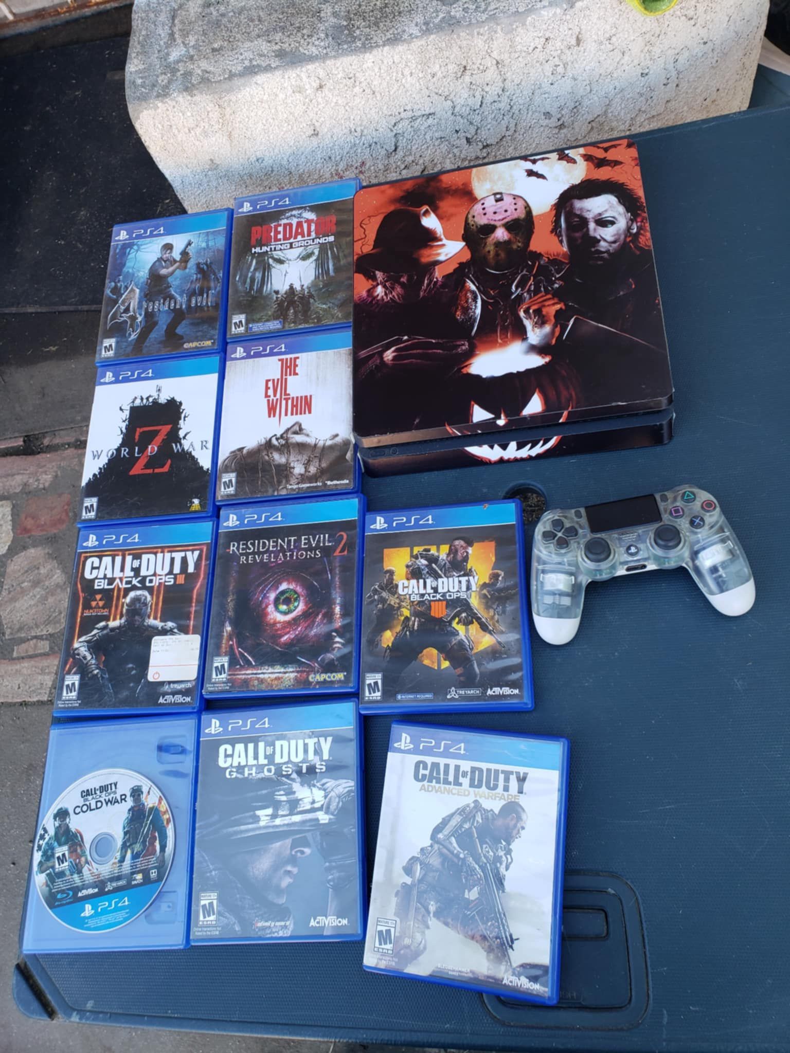 Scary 2018 Playstation 4 Slim PS4 1000GB. Some Games are $20! Some are $30! No old sports for $10s hahaha. So 10 Games plus PS4 is more $300!  Cash & 