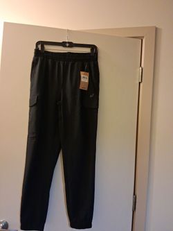 Men's Asics Joggers Sweatpants Size Small All Black Brand New