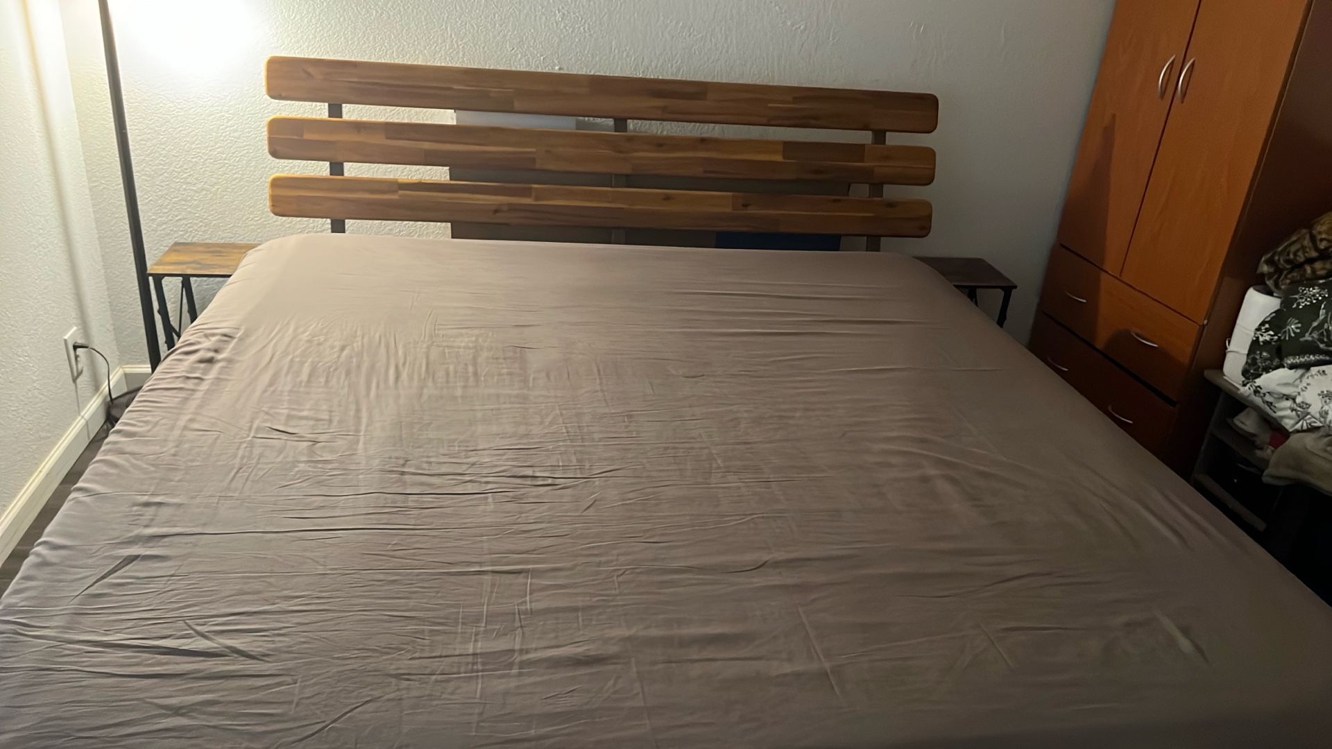 Wooden Bed Frame + Mattress – Must Sell This Week! Best Offer