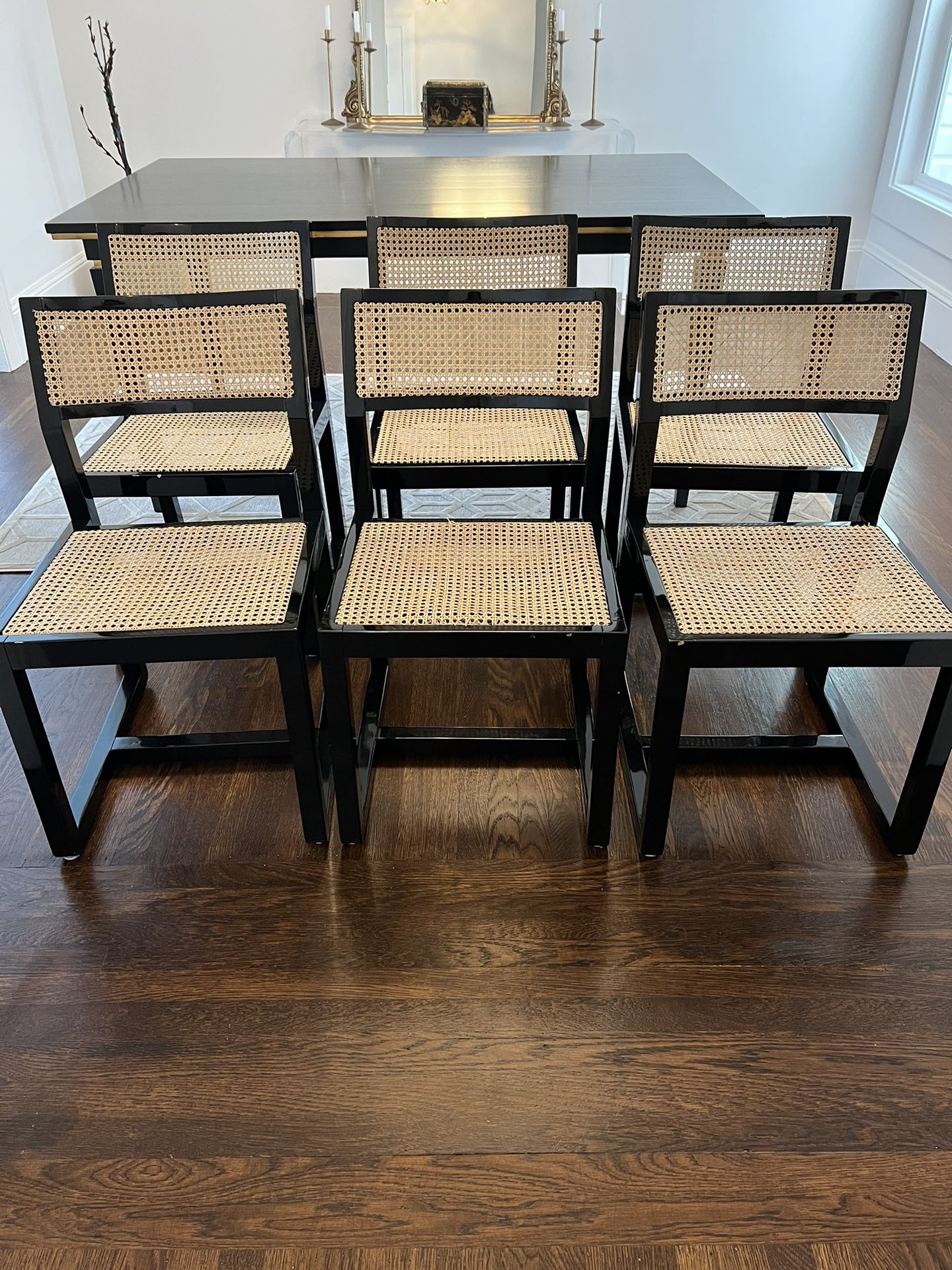 CB2 Black Cane Dining Chairs