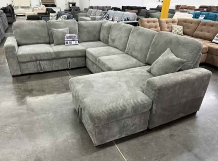 New X-Large Sleeper Sectional Couch With Storage And USB / Free Delivery 