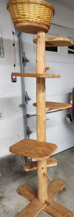 Wooden cat tree tower
