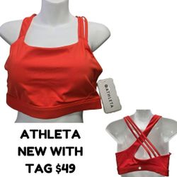 New Athleta Train Free Sports Bra Large D-DD Red Womens Yoga Running HIIT NWT$49
