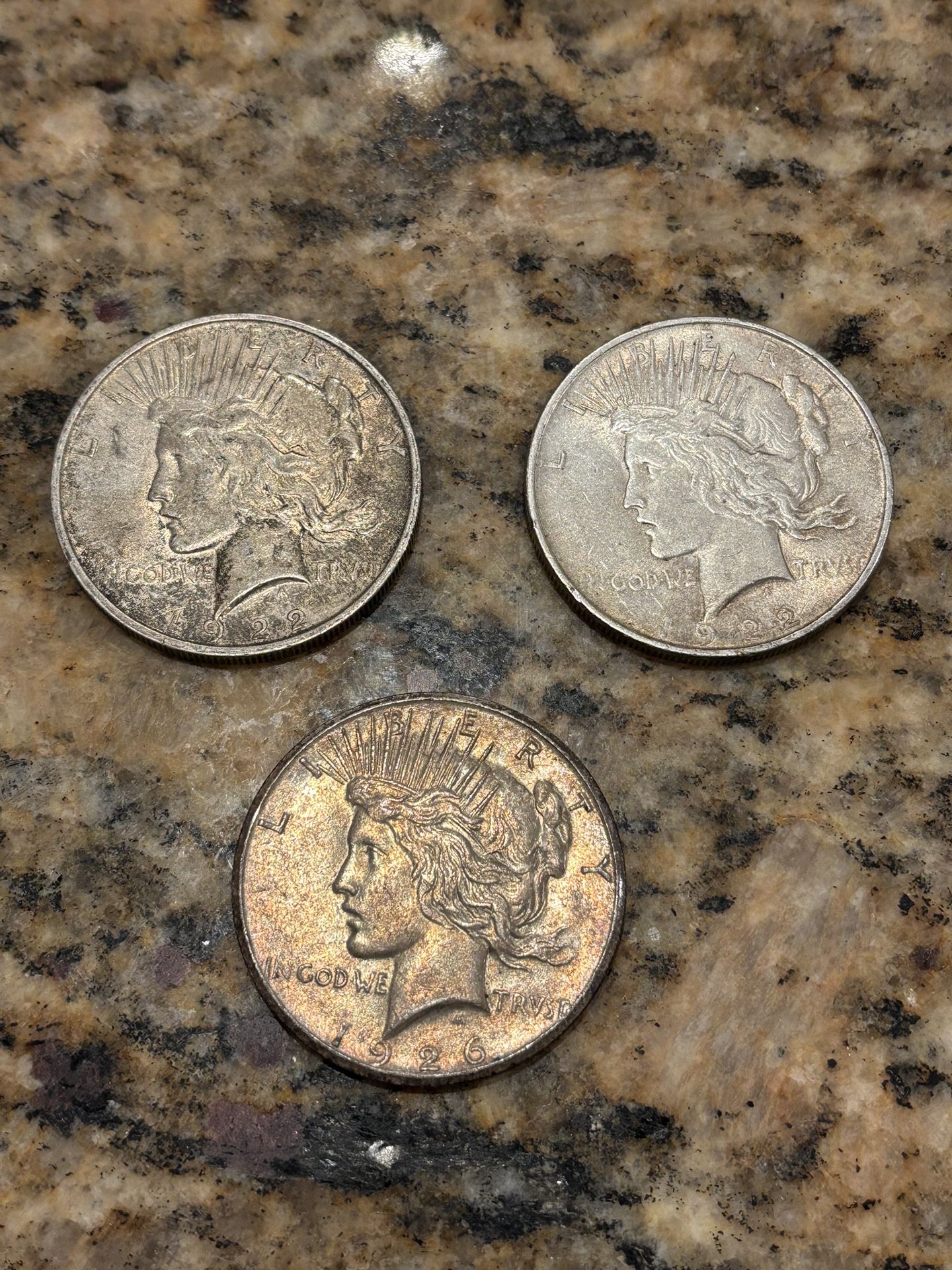 Peace Silver Dollars All Three One Price Toners!!!