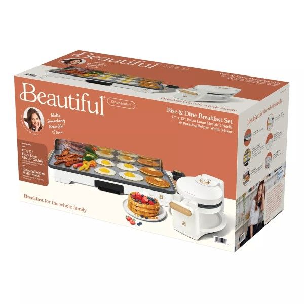 Beautiful By Drew Barrymore Griddle And Waffle Iron Set.