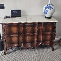 Ornate Vintage Marble-Top Dresser / Sideboard / Buffet