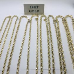 Brand new 14K Diamond Cut Rope Chains! 1-10mm available, 12mm+ can be ordered in. See description