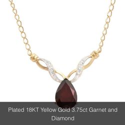 18kt Gold Garnet & Diamond Pendant Necklace 