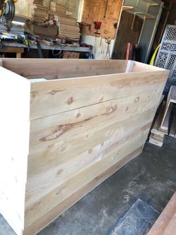 Redwood Cedar privacy wall garden bed planter boxes raised elevated 3 4 5ft long wheels casters custom made vege