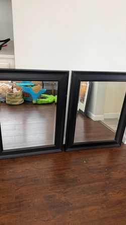Pair of Black Framed Wall Mirrors