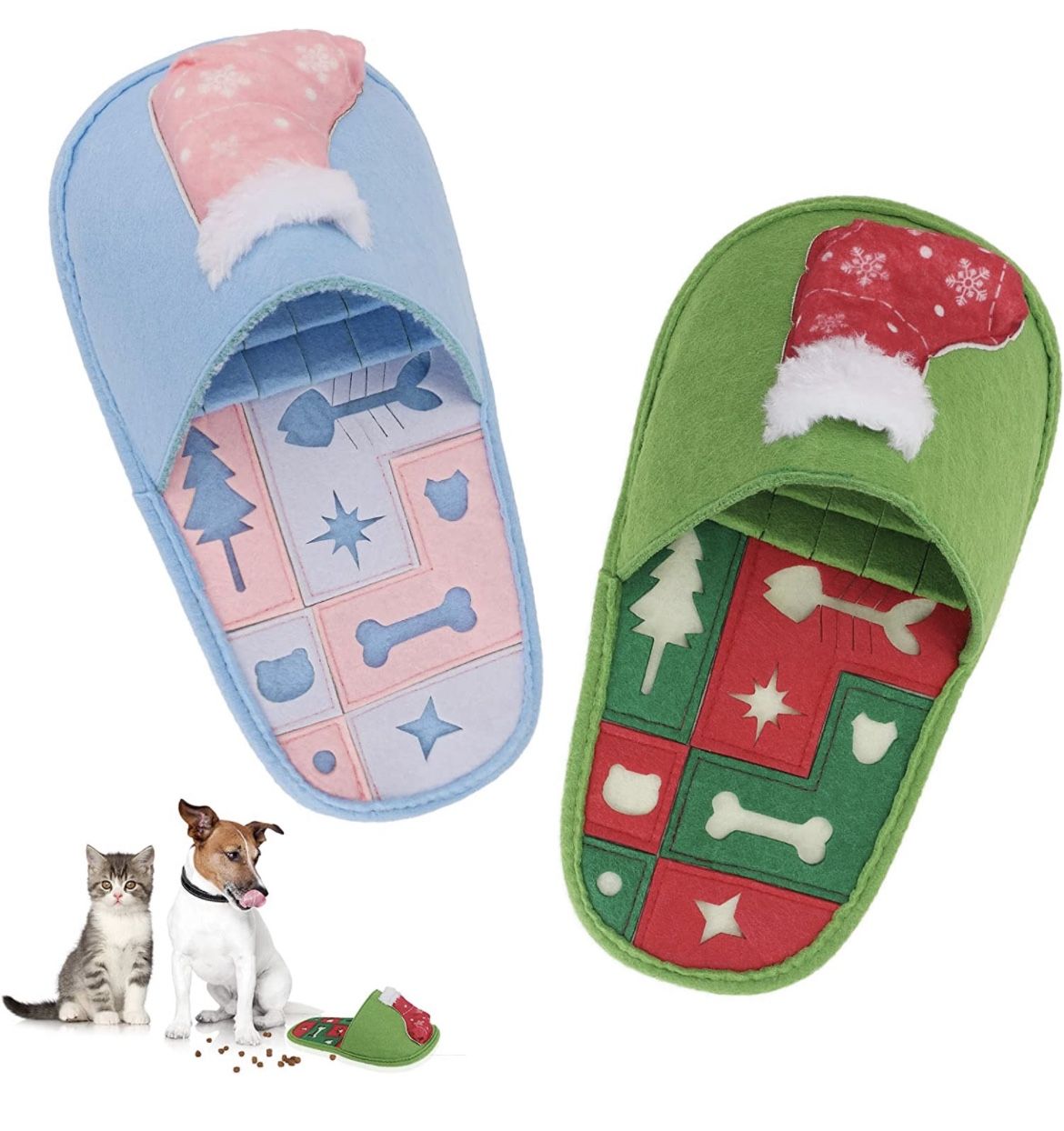 Pet Snuffle Mat for Dogs, 2Pcs Christmas Dog Puzzle Toys Enrichment Pet Foraging mat for Smell Training and Slow Eating, Interactive Dog Toy Feeding M