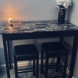 Table with 2 Barstool Chairs 