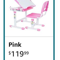 VIVO Pink And Blue Height Adjustable Children's Desk and Chair Set | Kids Interactive Workstation