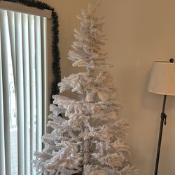 7ft All White Christmas Tree with White Lights