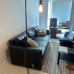 Modern Industrial Floor Lamp + Nightstand Lamp + 60W Clear Glass Vintage Bulb (Globe)