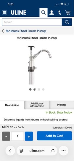 Stainless Steel Drum Pump Uline H-3864