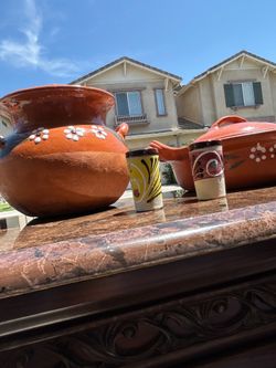 Authentic Mexican Barro Clay Cookware Set - 4 Piece Good Condition