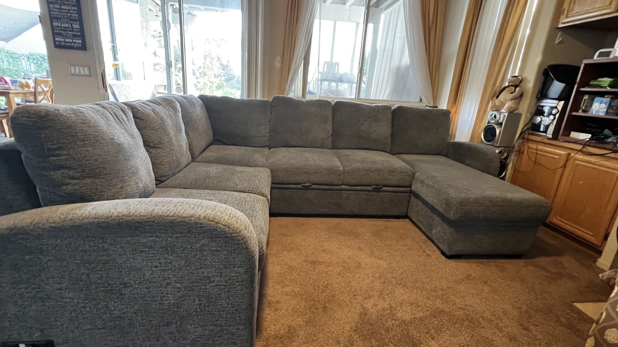 Pullout Feature That Converts the Luke Sectional into a Bed Reversible Chaise with Storage 4 Power Outlets, 2 USB-A Ports & 2 USB-C Ports Removable Ba