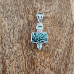 SS Abalone/Aquamarine Pendant