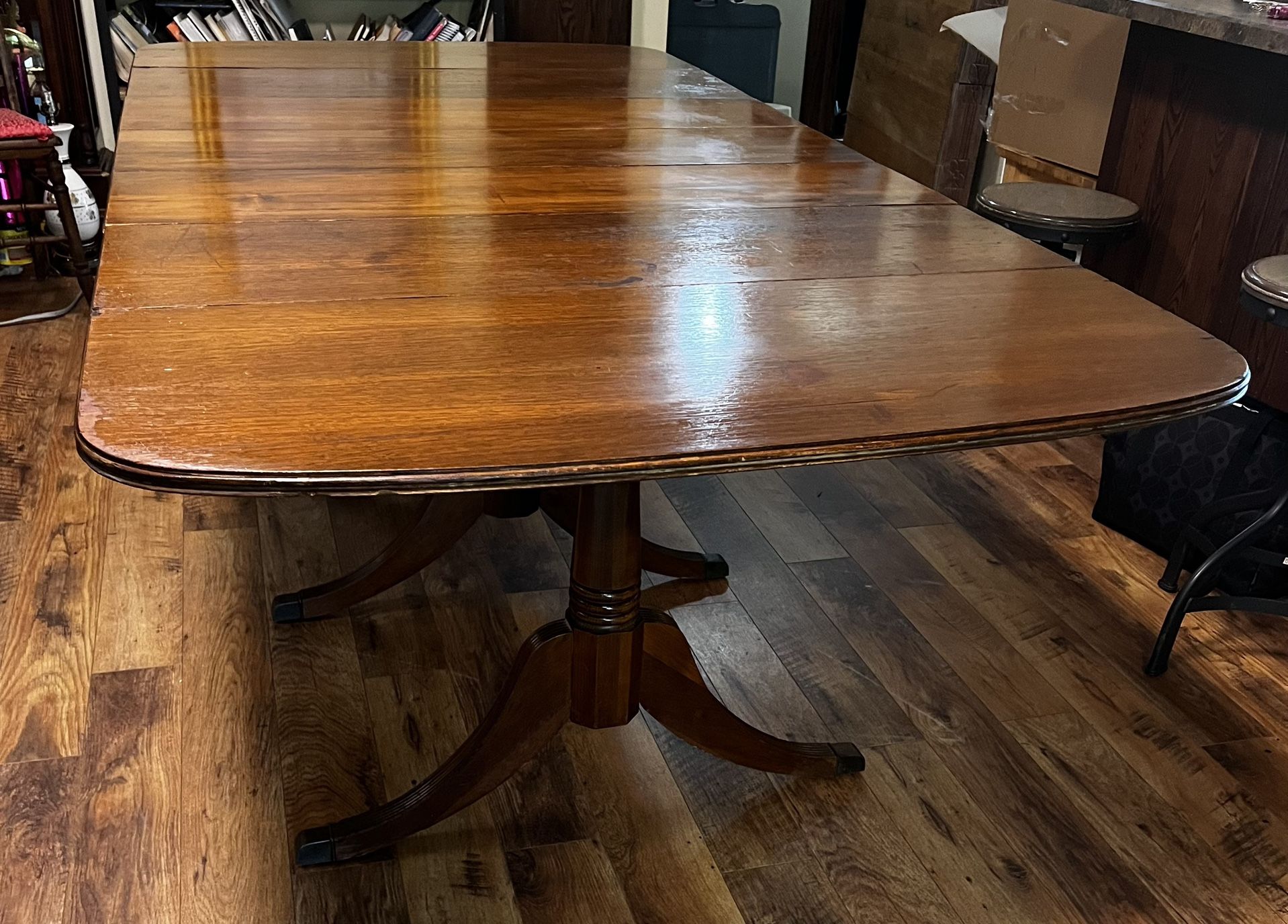 Antique Drop Leaf Mahogany Duncan Phyfe Dining Table Watertown Slide Manufacturer 86"x41.5"(2 leafs)