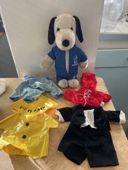 Vintage Plush Snoopy with several outfits - 12" tall - 1968 (Korea)