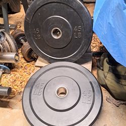 45lb Rubber Olympic Bumper Plates CAP Barbell Like New!
