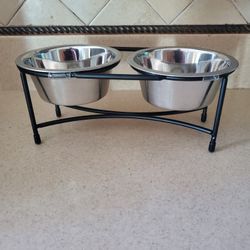 Stainless steel. Pet. Food. Bowls. With. Metal.  Holder. New. Deltona