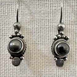 Sterling Silver Gray Hematite Artisan Earrings